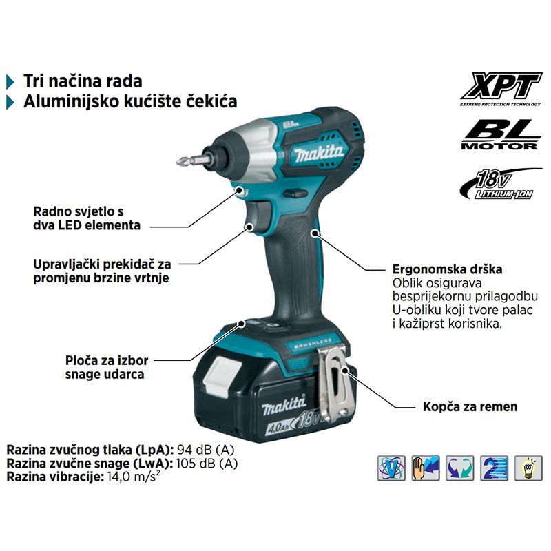 Makita akumulatorski udarni odvijač DTD155Z