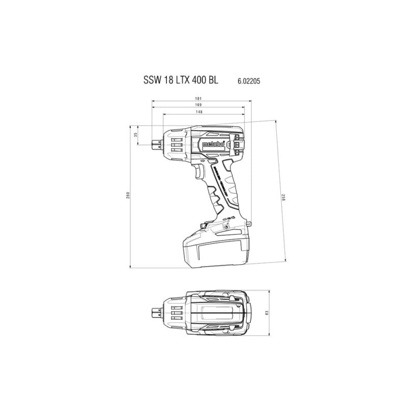 Metabo akumulatorski udarni odvijač SSW 18 LTX 400 BL-1/2" 2xAKU (4.0Ah LiHD) ASC 55