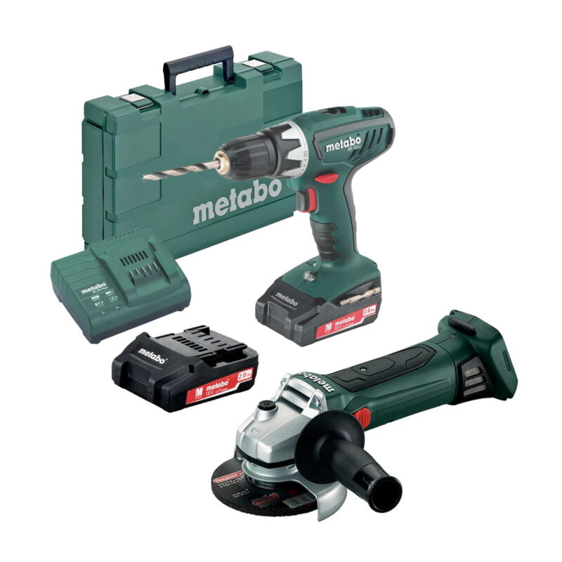 Metabo set aku bušilica odvijač BS 18 L 2Ah i aku brusilica W 18 LTX 125 Quick