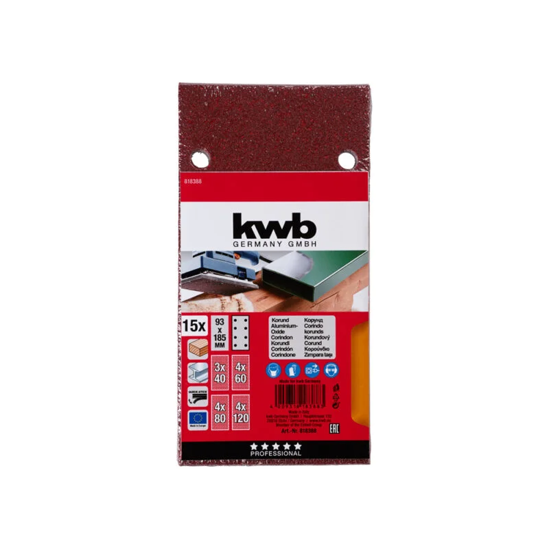 KWB brusni papir za drvo-metal čičak 93x185mm