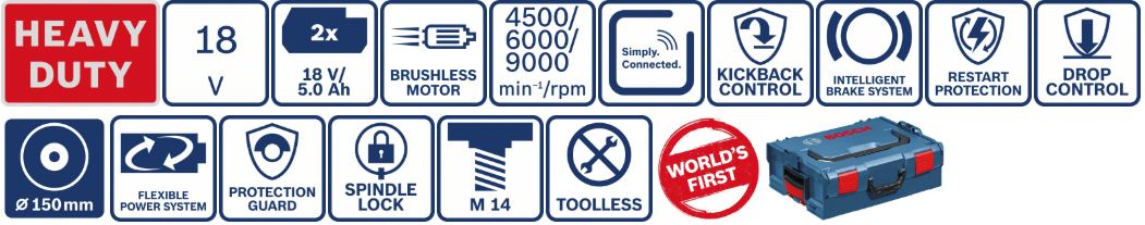 BOSCH aku ugaona kutna brusilica GWS 18V-10 SC