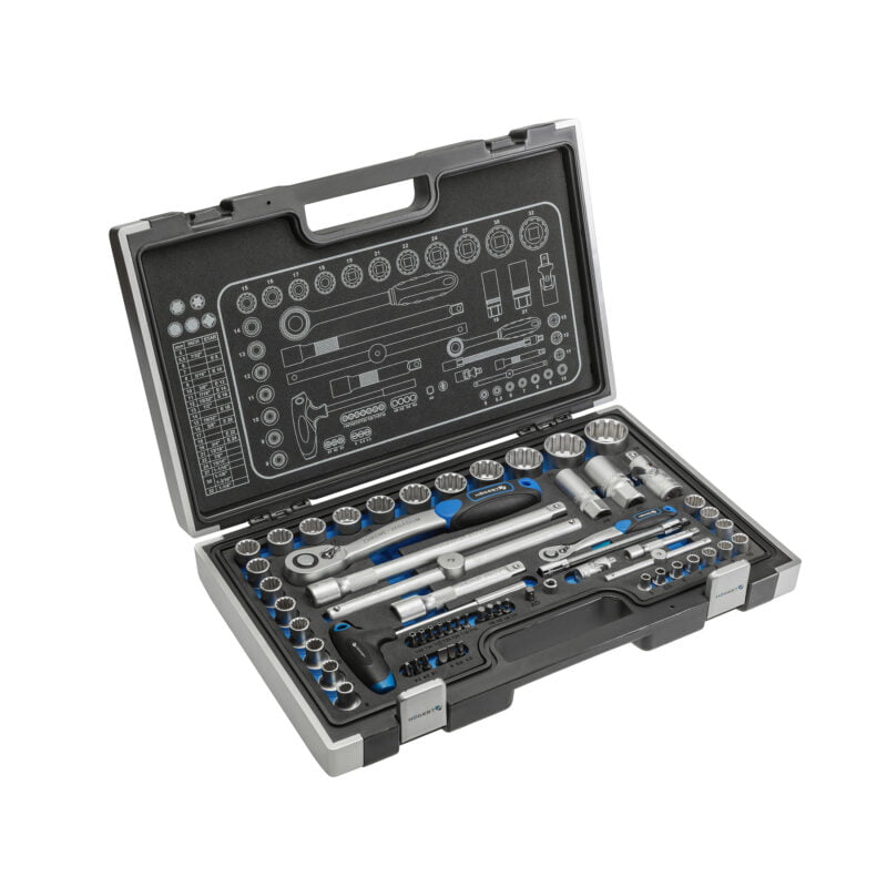 HOEGERT 60-dijelni set nasadnih ključeva 1/2 i 1/4 SPLINE HT1R470