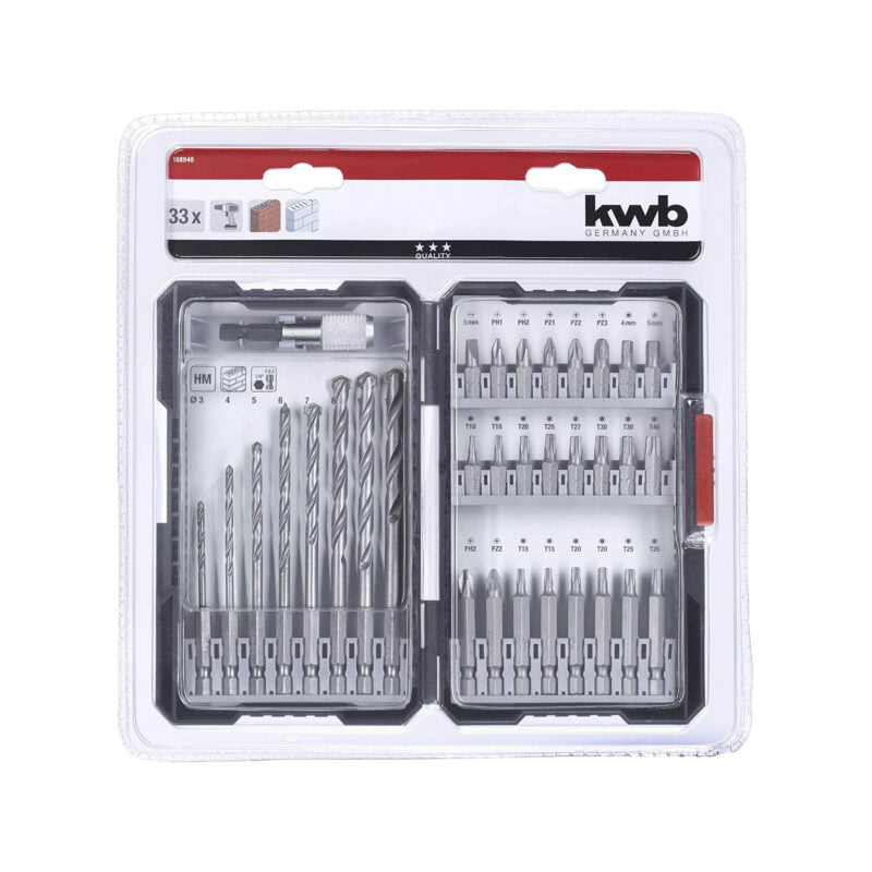 KWB 33-dijelni set burgija i bitova u PVC koferu 108940