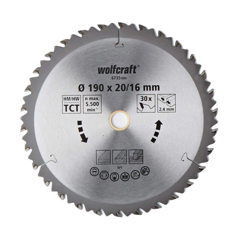 Wolfcraft list kružne pile cirkulara 190x16x2.4mm 30z 6735000