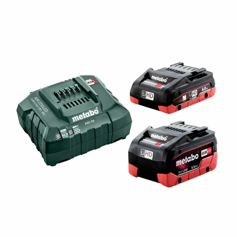Metabo set 1x baterija 18V/4 Ah, 1x baterija 18V/5.5Ah LiHD i punjač ASC 55 - 685160
