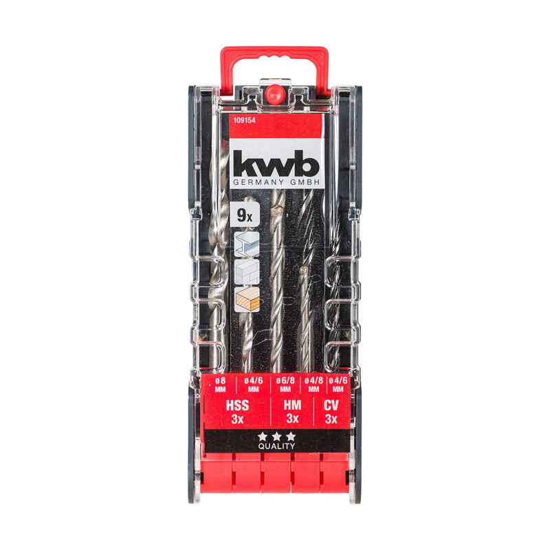 KWB 9-dijelni set burgija za drvo, metal i beton 49109154