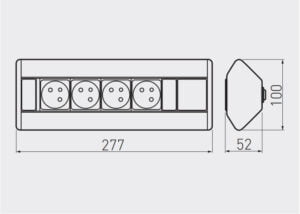 GTV ugaoni produžni kabal AE-PBKT4S-80 1,5m srebrni