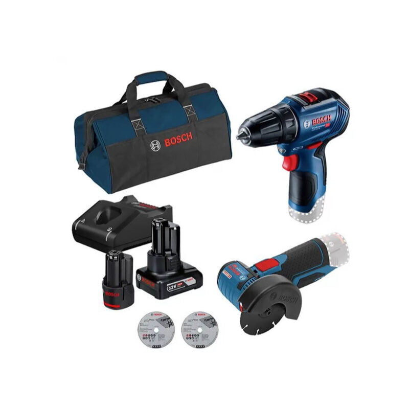 Bosch aku set bušilica odvijač GSR 12V-30 i aku ugaona brusilica GWS 12V-76