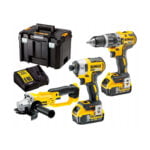 DeWALT set aku bušilica, aku udarni odvijač  i aku brusilica DCK383P2T 18V 2x5Ah BRUSHLESS