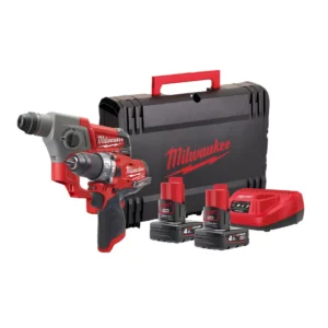 Milwaukee SET aku udarna bušilica - čekić bušilica SDS Plus - 2 x baterija 12V/6Ah - punjač + kofer M12 FPP2B-602X