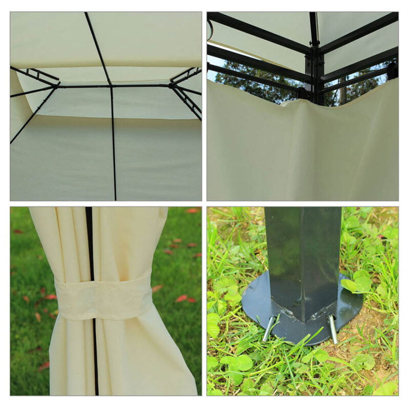 Metalna gazebo tenda Belize 3x4m sa duplim krovom i zavjesama