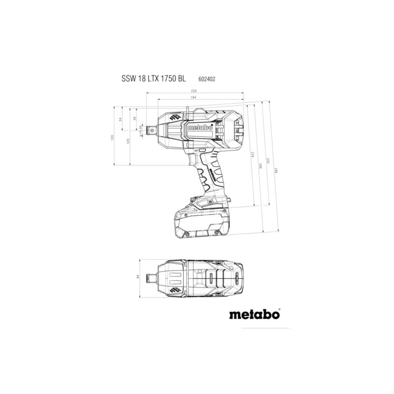 Metabo aku udarni odvijač SSW 18 LTX 1750 BL - Solo