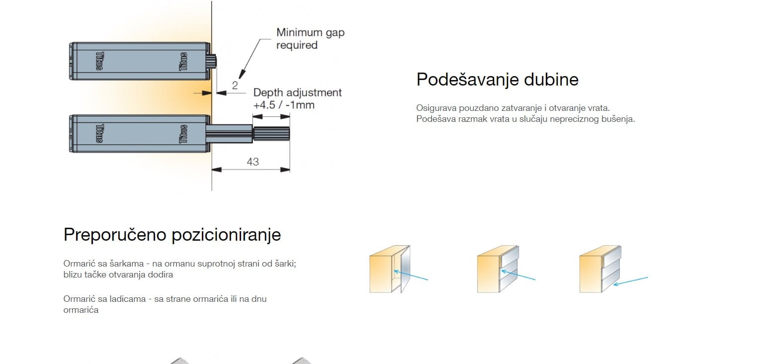 Titus tač mehanizam za vrata Push Latch 915.0x59.381.K2