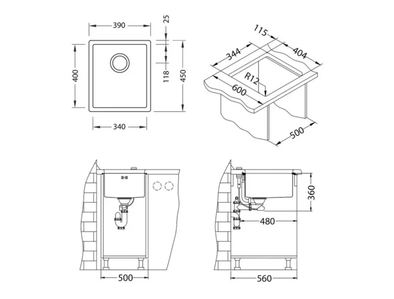 Alveus sudoper Quadrix 20