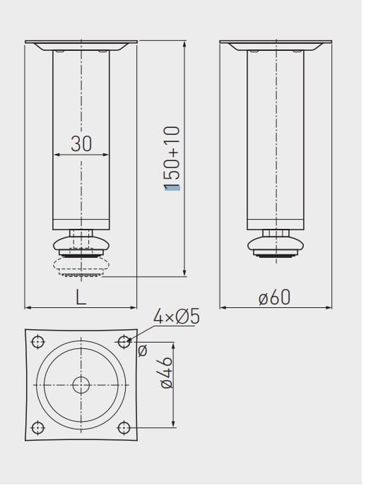 GTV nogarica za namještaj NM-BD-150-01