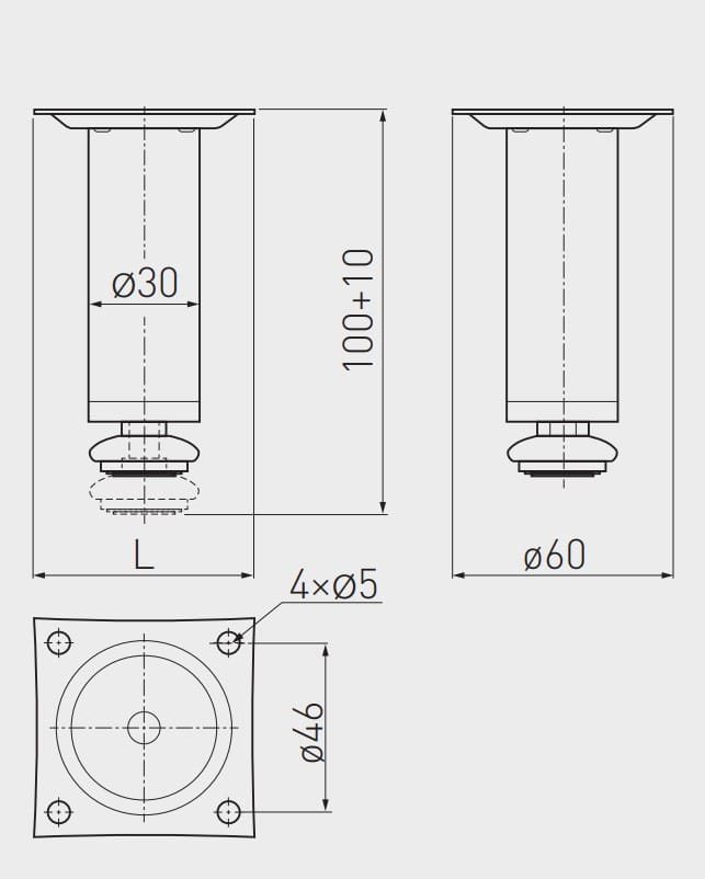 GTV nogarica za namještaj NM-BD-100-05