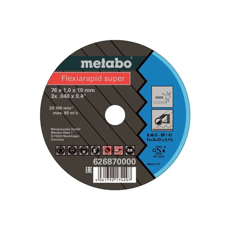 Metabo rezna ploča za Inox 76 x 2 x 10 mm Combinator 626872000 (Kopiraj)
