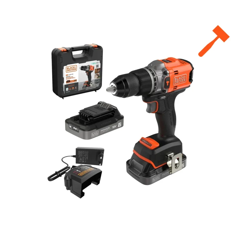 Black+Decker aku udarna bušilica odvijač BLD683D2XK-QW 18 V 2 x 2 Ah