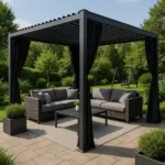 Metalna gazebo tenda Belize 3x4m sa duplim krovom i bočnim zavijesama (Kopiraj)