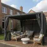 Metalna gazebo tenda Belize 3x4m sa duplim krovom i bočnim zavijesama (Kopiraj)