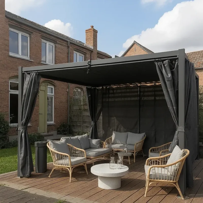 Metalna gazebo tenda Belize 3x4m sa duplim krovom i bočnim zavijesama (Kopiraj)