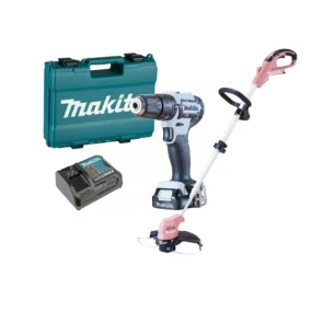 Makita aku udarna bušilica HP333DSAW i aku trimer za travu UR100DZ