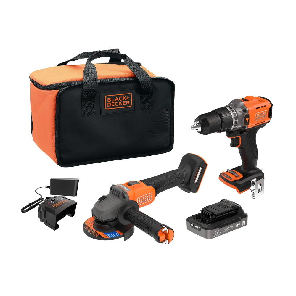 BCK24E1SB Black+Decker aku udarna bušilica sa 80-dijelnim setom pribora 18V 2x2.0Ah BCD383D2XKA (Kopiraj)